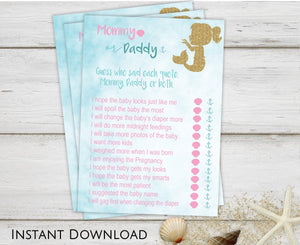 Baby Shower Games, Mermaid Baby Shower, Who Said It, Mommy Or Daddy Baby Shower Game, Baby Mermaid, Mermaid Party, Instant Download