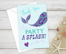 Load image into Gallery viewer, Mermaid Thank You Cards, Thank You Cards, Printable Thank You Card, Under the Sea, Birthday Thank You, Mermaid Party, Mermaid Birthday Party