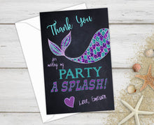 Load image into Gallery viewer, Mermaid Thank You Cards, Birthday Thank You, Thank You Cards, Under the Sea, Thank You Notes, Mermaid Party, Mermaid Birthday, Thank You