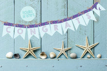 Load image into Gallery viewer, Birthday Banner, Flag Banner, Mermaid Party, Mermaid Party Decorations, Party Banner, Party Decorations, Birthday Party Decorations, Mermaid