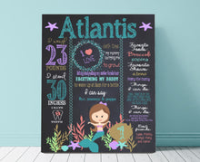 Load image into Gallery viewer, Mermaid Party, Birthday Decorations, Birthday Board, Milestone Chalkboard, First Birthday Mermaid, Mermaid Party Decor, Birthday Party
