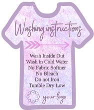 Load image into Gallery viewer, T-shirt washing instructions - Care instruction, Add to your tshirt sale, JPEG OR PDF, add your own info or even your logo, edit care cards