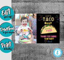 Load image into Gallery viewer, Thank You Photo Card | Let&#39;s Taco Bout How Much Fun I Had | Fiesta thank you | Printable Editable Instant Download | Photo thank you note