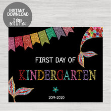 Load image into Gallery viewer, Kindergarten Glitter Mermaid First Day of School Printable Chalkboard Poster, First Day,Back to school Sign, Photo Prop Instant Download