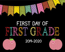Load image into Gallery viewer, Apple with Glitter First Day of School Printable Chalkboard Sign, First Day of First Grade, Back to school Sign, Photo PropInstant Download