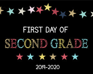 First Day of School Sign, Stars First Day of Second Grade Printable Chalkboard Poster, Back to school PropSecond Grade Instant Download