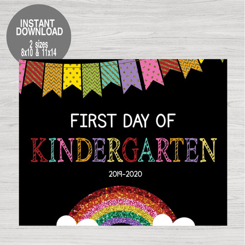 First Day of School Chalkboard Poster First Day of Kindergarten Back to  School Sign Chevron First Day of School DIGITAL FILE 