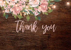 Rustic Bridal Thank you Note Card, FlowerThank You card, Bridal Rose Gold floral Watercolor, Blush Pink Mason jar shape You edit
