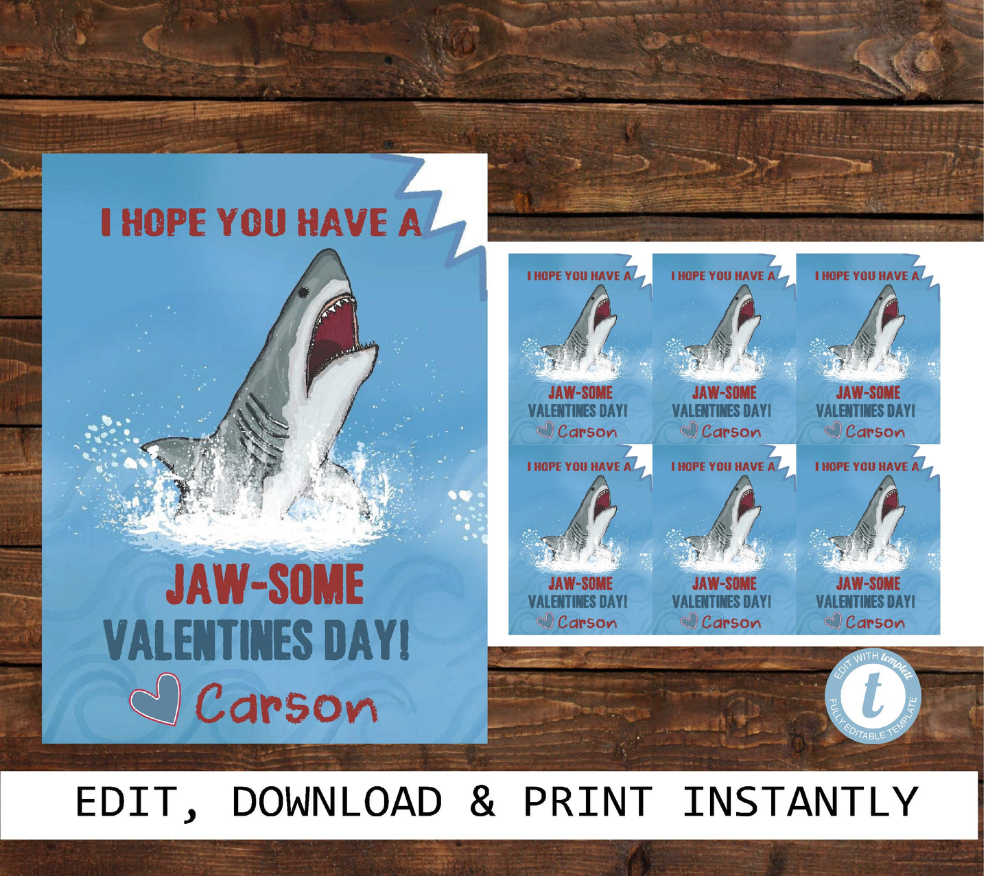 Shark Valentine's Day Jaw some shark Gift Tag, Printable Valentine Label, Valentines Day Gift, Printable Kids Valentine, Gift Stickers, bite