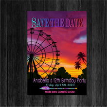 Load image into Gallery viewer, Tribal Birthday Save the date Boho Pow Wow Invitation festival invitation Tribal, Dream Catcher, Music Festival invite ferris wheel