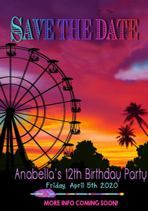Tribal Birthday Save the date Boho Pow Wow Invitation festival invitation Tribal, Dream Catcher, Music Festival invite ferris wheel