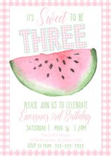 Load image into Gallery viewer, Watermelon Invitation, Watermelon Birthday Invite, Sweet to be three, 3rd Birthday, First Birthday, Edit Youself Instant Download | Digital
