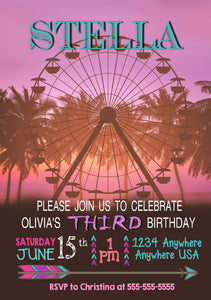 Music Festival Invitation, Boho Pow Wow Invitation. Ferris wheel invite, Festival Party, Tribal Invite, Dream Catcher, Music Festival theme