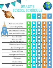 Load image into Gallery viewer, Outerspace Homechool schedule, Back to school, Distance Learning Chart, Family Schedule, Daily Planner, Kids Daily Routine Checklist, Chore
