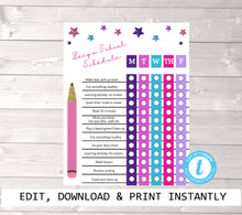 Load image into Gallery viewer, Homechool schedule, Back to school, Distance Learning Chart, Family Schedule, Glitter Daily Planner, Kids Routine Checklist, Timeline, Chore