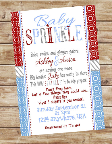 Baby SHower sprinkle Nautical sea,    Birthday Party printable invitation