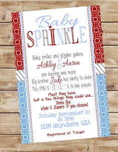 Baby SHower sprinkle Nautical sea,    Birthday Party printable invitation