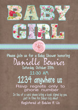 Load image into Gallery viewer, Baby SHower Shabby chic   Birthday Party printable invitation invitation. vintage burlap