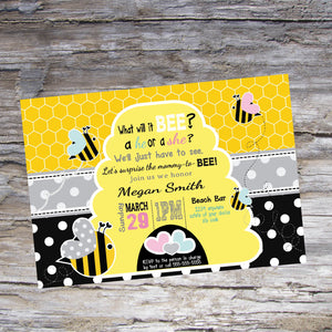 Bee Gender Reveal Invitation, Bumble Bee Baby Shower, Bee Invitation, What will it bee invite, Gender Reveal, Boy or Girl, Bee Invite