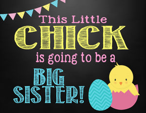 we're expecting, baby chick... Pregnancy Photo Prop, Easter Pregnancy Announcement Chalkboard Poster Printable, maternity, announcement