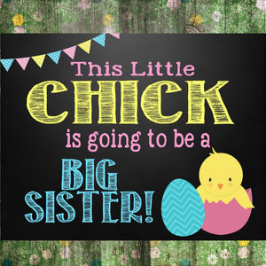 Big sister reveal... Pregnancy Reveal Photo Prop, Easter bunny Pregnancy Announcement, Chalkboard, Poster Printable, maternity, announcement