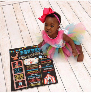 First birthday chalkboard Circus | Carnival. County Fair chalk board | Chalk | Digital Milestone | Stats | Printable Size 16x20 photo prop