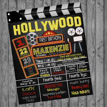 Load image into Gallery viewer, First BirthdayHollywood  sign, chalkboard, red carpet, Star, chalkboard  chalk Board poster, Sign Printable Size 16x20 photo prop