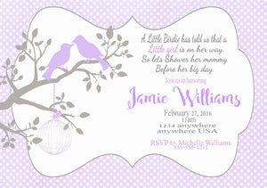 Baby  bird Shower Invitation, Rustic Baby Shower Invitation,  girl, Baby Shower Invitation, Bird baby shower, DIGTAL FILE