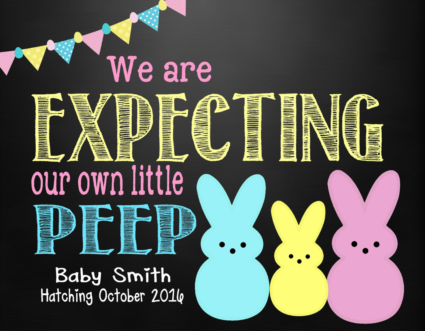 Easter Pregnancy Announcement, Peep, Easter expecting sign, Easter Pregnancy Reveal | easter peeps Growing Family Easter Egg Hunt, digital
