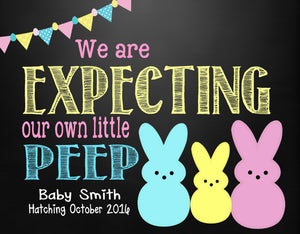 Easter Pregnancy Announcement| Easter Announcement | Easter Pregnancy Reveal | easter peeps | Easter chalkboard | Easter Egg Hunt