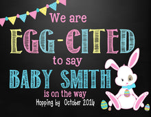 Load image into Gallery viewer, Easter Pregnancy Announcement| Easter Announcement | Easter Pregnancy Reveal | easter peeps | Easter chalkboard | Easter Egg Hunt