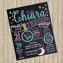 Load image into Gallery viewer, Twinkle Star First Birthday Sign  silver, Princess, Star Birthday Chalkboard, Pink silver glitter, Chalk Board,  Printable 16x20 photo prop