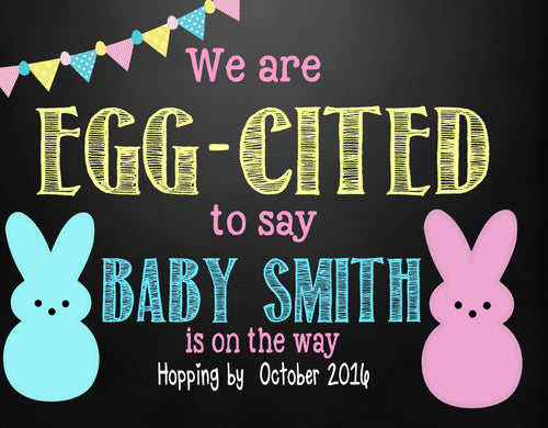 Easter Pregnancy Announcement Easter Announcement Easter Pregnancy Reveal | easter peeps Growing Family Easter Egg Hunt