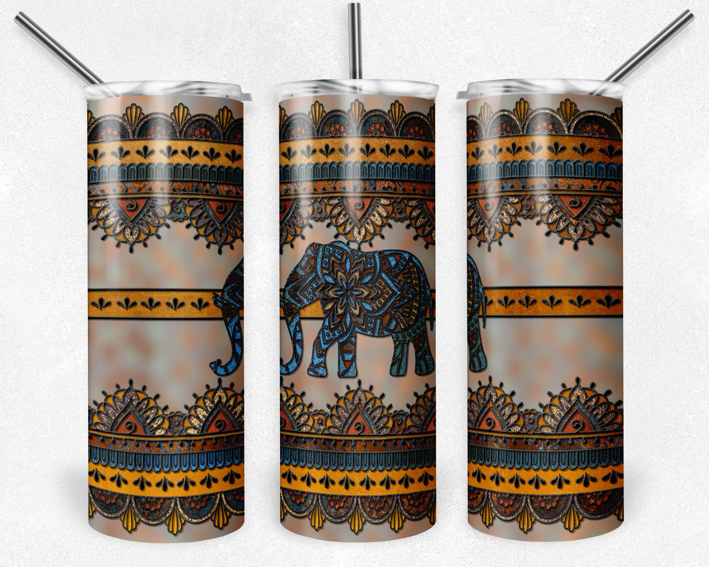 Masculine India Elephant Mandala Stained Glass