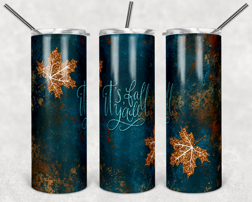 Teal, Its Fall Y'all Glitter Leaves
