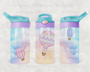 Kids Pastel Hot Air Balloons in Blue Sky