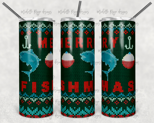 Green, Red, and Teal Knitted Fishmas Christmas Sweater