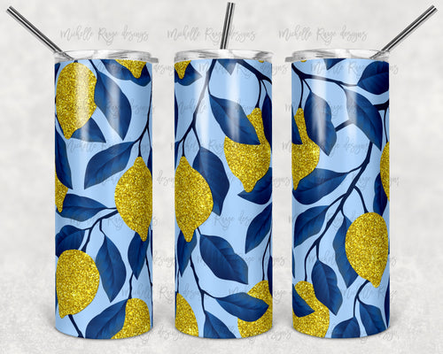 Blue Sky Yellow Glitter Lemons