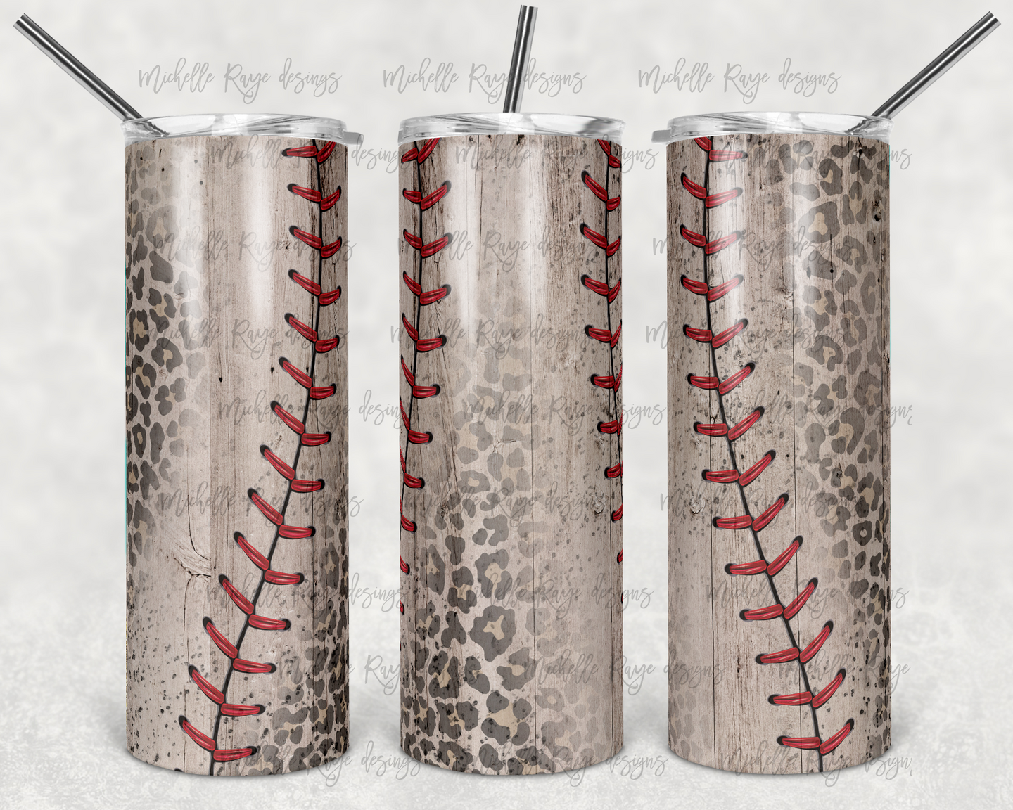 Leopard Print and Wood Grain Baseball
