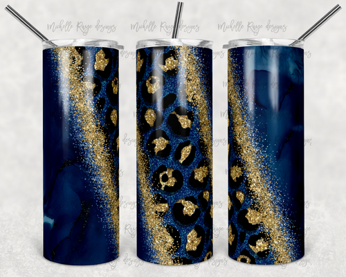 Blue Leopard Print Glitter