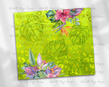 Load image into Gallery viewer, Lime Green Jungle Safari Leopard Print and Tropical Flowers