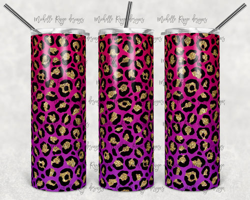 Pink Purple Ombre Glitter Leopard Print