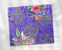 Load image into Gallery viewer, Purple Jungle Safari Leopard Print and Tropical Flowers
