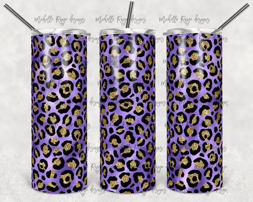 Lilac Metallic Foil and Gold Glitter Leopard Print