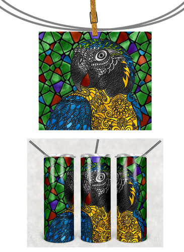 Parrot Macaw Stained Glass Mosaic Frosted Glass