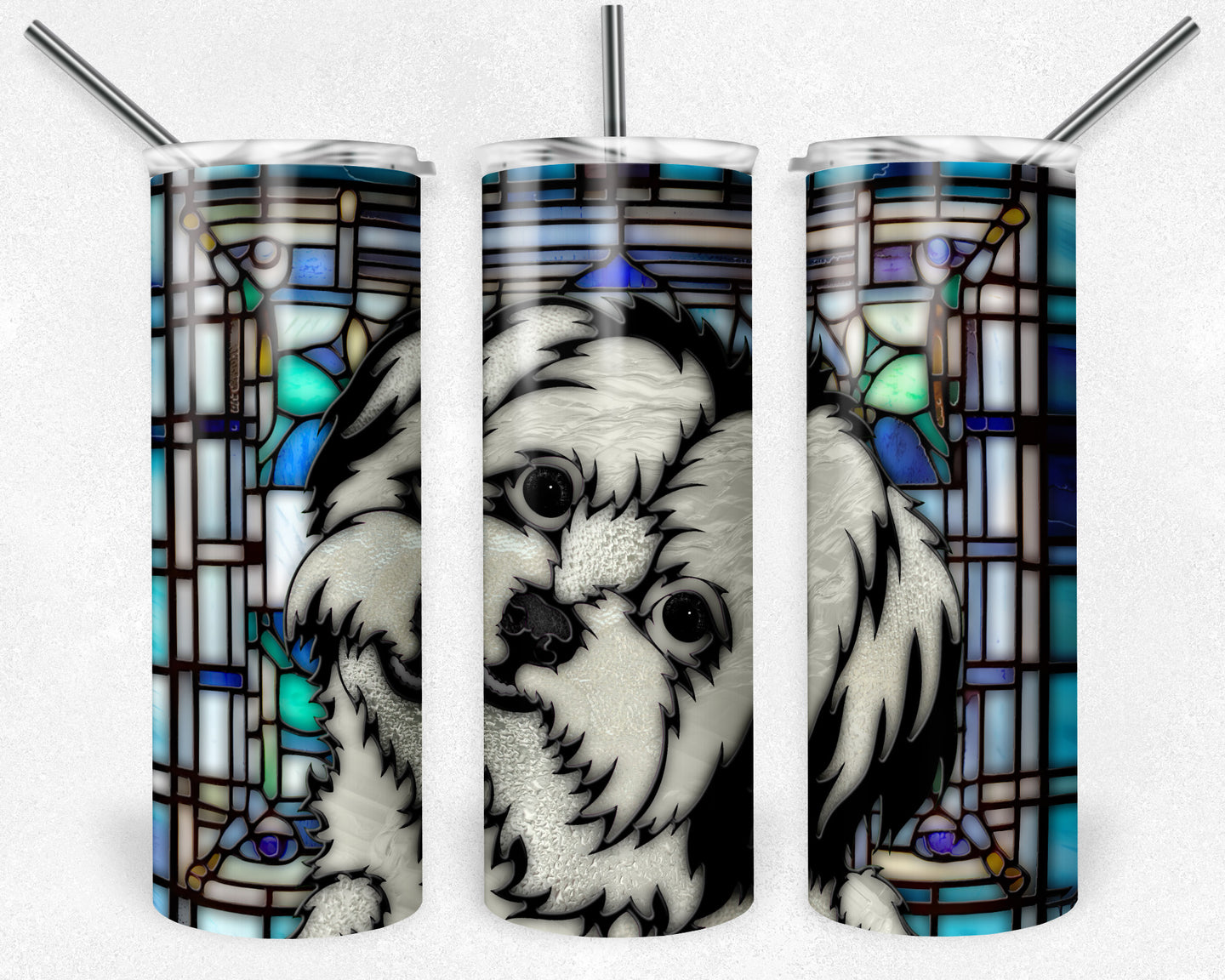 Maltese Dog Stained Glass