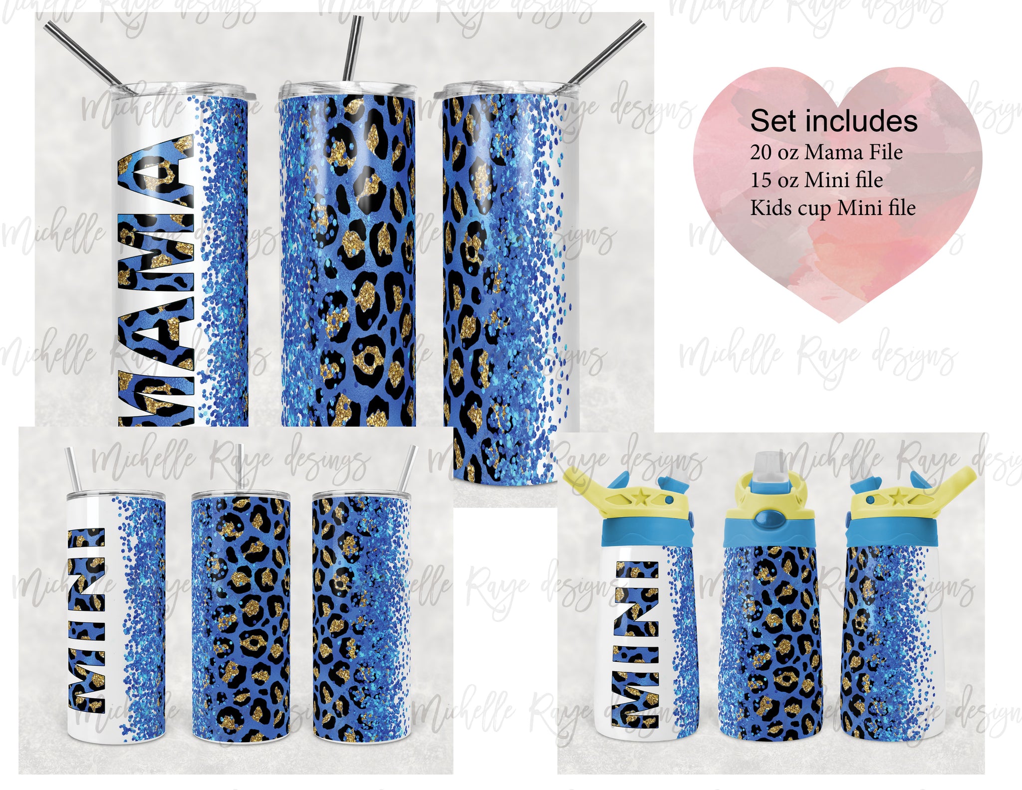 Blue Leopard Mama Tumbler