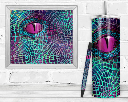 Maroon Dragon Epoxy and Waterslide Pen Wrap and Tumbler Combo