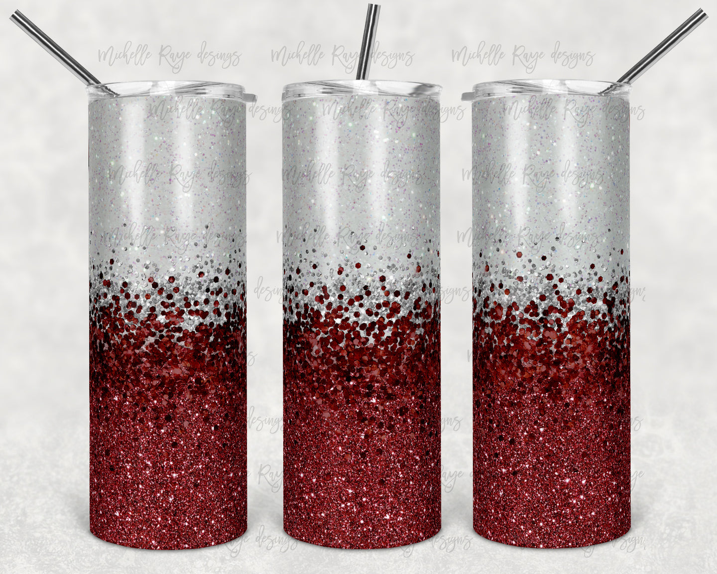 Christmas Maroon and White Ombre Glitter