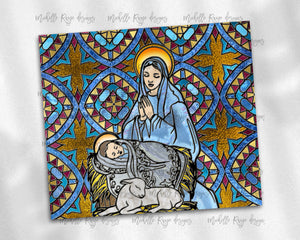 Holy Mother Mary and Baby Jesus Stained Glass